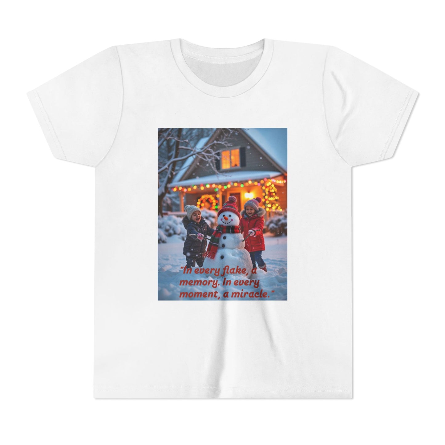 Youth Snowflake Memory Tee, Christmas T-Shirt, Holiday Gift for Kids, Winter Apparel, Fun Family Celebration Outfit, Snowman Design  70a