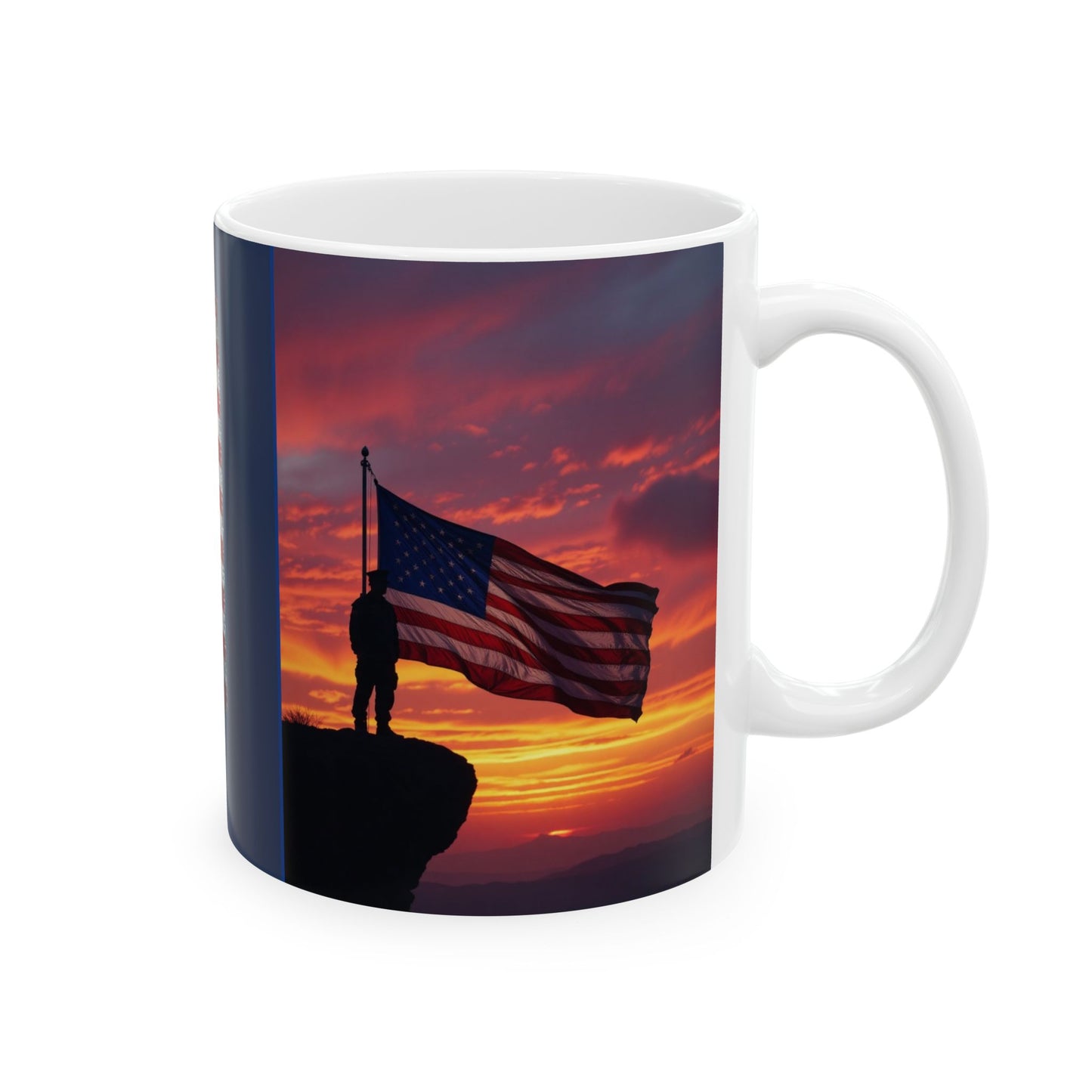 American Flag Sunset Ceramic Mug – Patriotic Coffee Cup (11oz/15oz)