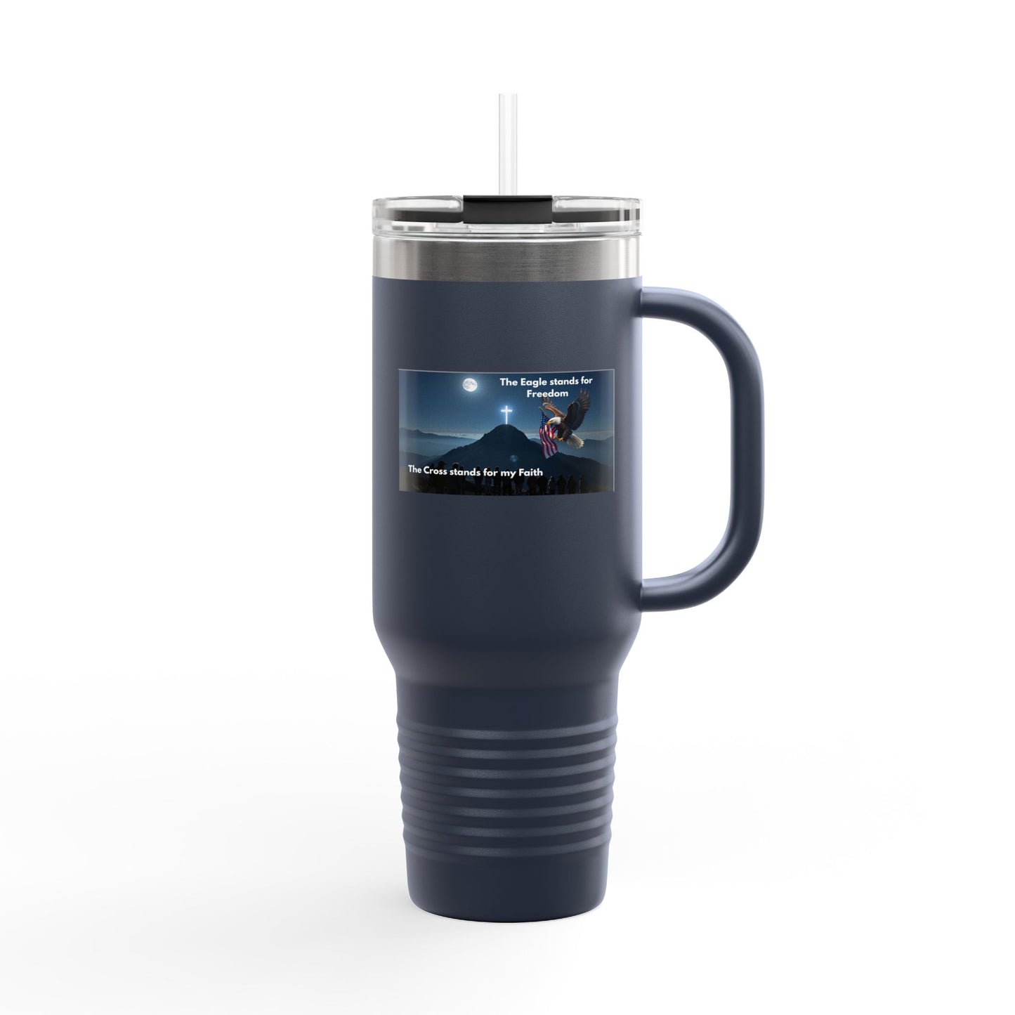 40oz Insulated Travel Mug — Motivational Sunrise Design with 'The Struggle Strengthens Me' Quote