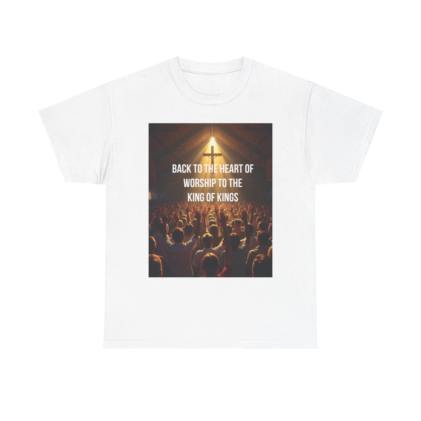 Worship Concert Tee — "Back to the Heart of Worship to the King of Kings" Christian T-Shirt