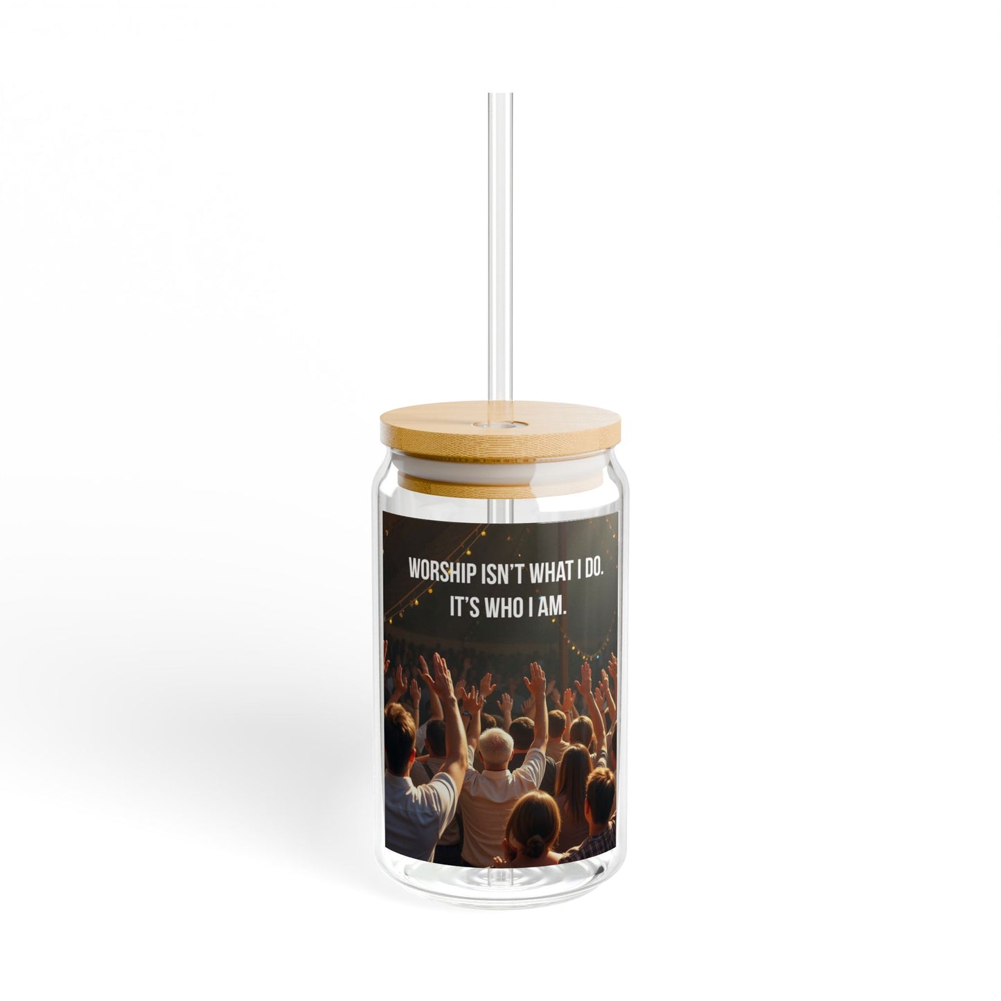 16oz Worship Glass Sipper - "Worship Isn't What I Do. It's Who I Am." Bamboo Lid Tumbler
